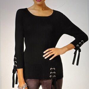 INC Ribbed Black Sweater Size Large